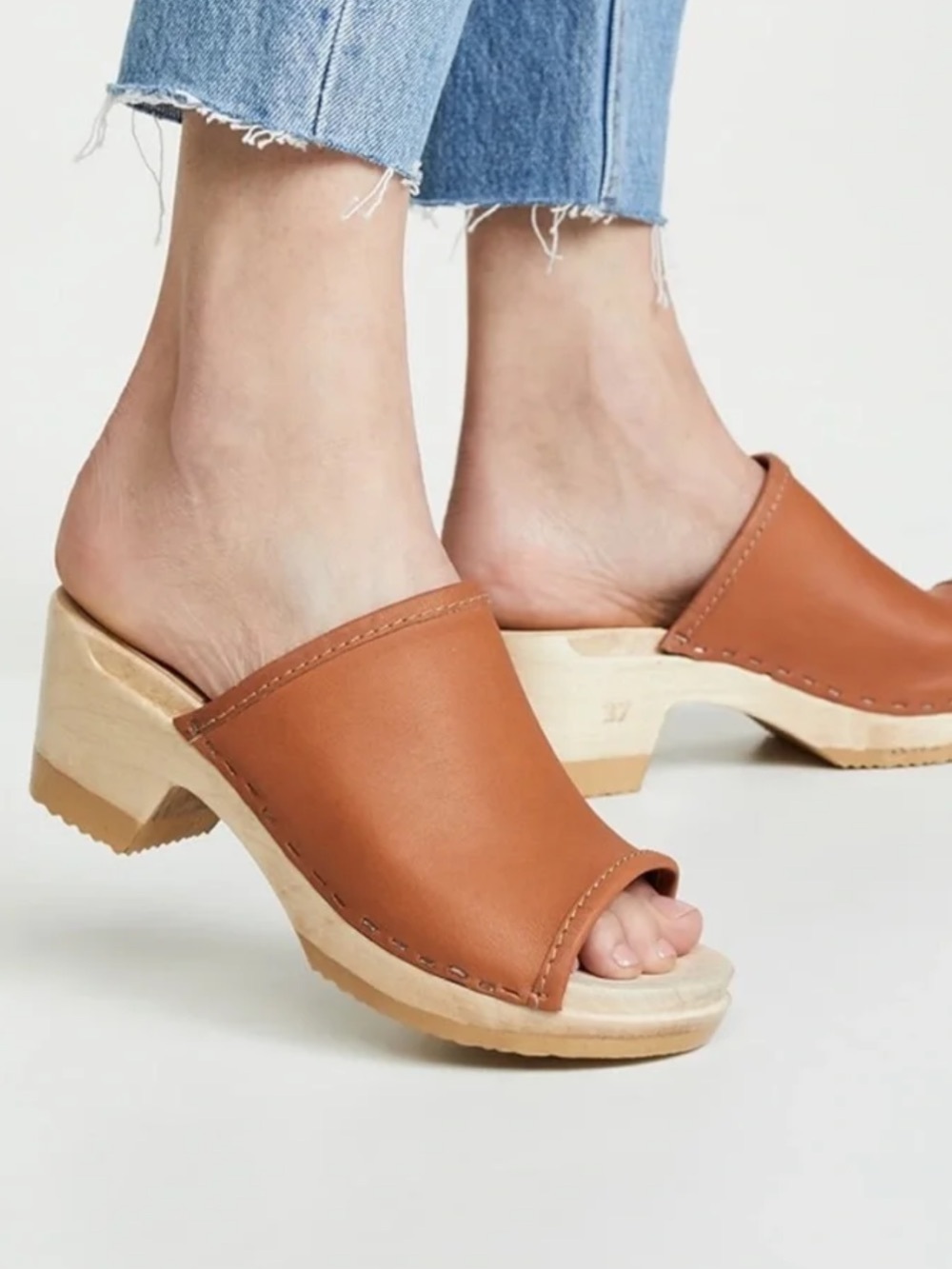 No. 6 Daria Platform Brown Leather Clogs